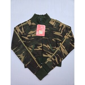 Rothco Womens Medium Woodland Camo Full Zip Sweatshirt Vintage Military NOS NWT